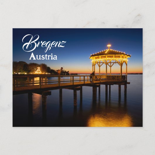 Bregenz Pier bij zonsondergang in Oostenrijk Briefkaart (Voorkant)