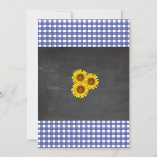 Brei en BABYQ Baby shower Blue Sunflower Invite Kaart (Achterkant)