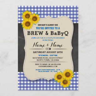 Brei en BABYQ Baby shower Blue Sunflower Invite Kaart