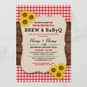 Brei en BABYQ Baby shower Red Sunflower Invite Kaart