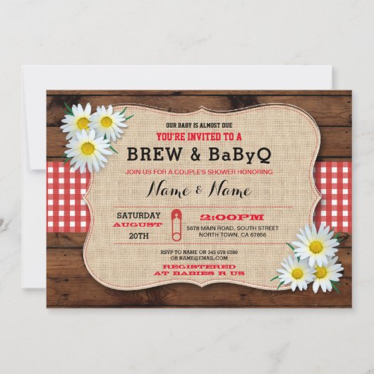 Brei en BABYQ Baby shower Red Sunflower Invite Kaart (Voorkant)
