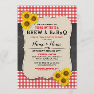 Brei en BABYQ Baby shower Red Sunflower Invite Kaart