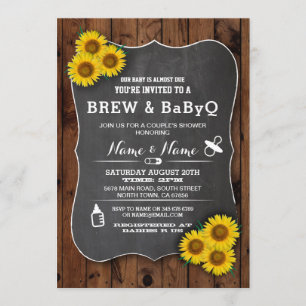 Brei en BABYQ Baby shower Wood Sunflower Invite Kaart