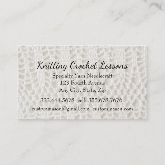 Brei- en haaklessen Instructeur Business Car Visitekaartje (Voorkant)