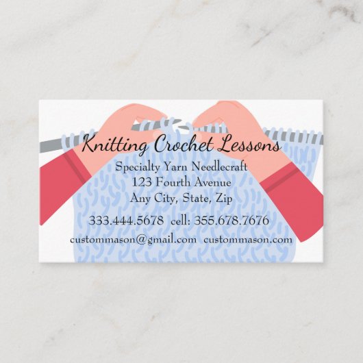 Brei- en haaklessen Instructeur Business Car Visitekaartje (Voorkant)