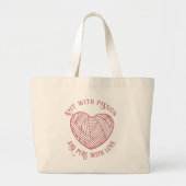 Brei met passie parel met liefde breien slogan grote tote bag (Voorkant)