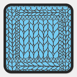 BREI PURL BLUE Grote Vierkante Stickers II