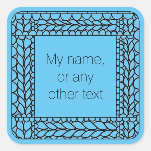 BREI PURL BLUE Grote vierkante Stickers + tekst (Voorkant)