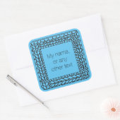 BREI PURL BLUE Grote vierkante Stickers + tekst (Envelop)