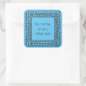 BREI PURL BLUE Grote vierkante Stickers + tekst (Tas)