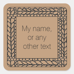 BREI PURL TAN Kleine vierkante Stickers + tekst