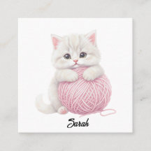 Breibusinesskaart | Kitten garen speeltijd