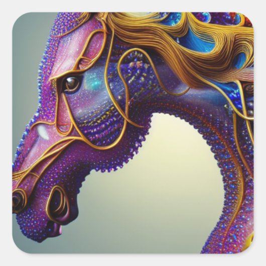 Breice Fracture Pareltjes Horse Head Vierkante Sticker (Voorkant)