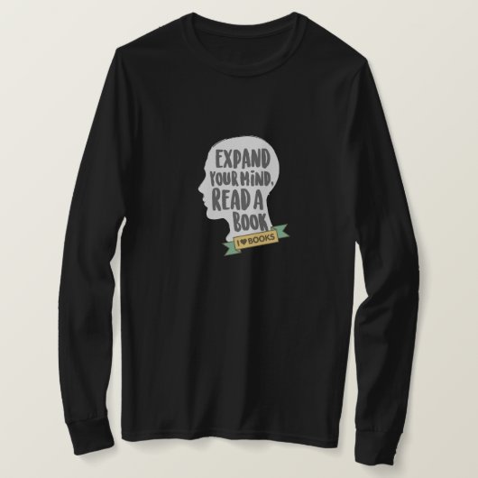Breid uw geest uit die een boekCitaat zwarte lezen T-shirt (Design voorkant)