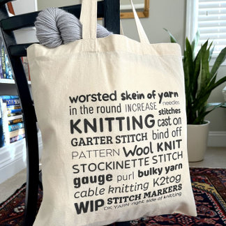 Breien Canvas tas - Knitter's Word Collage