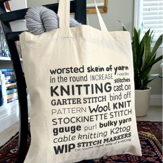 Breien Canvas tas - Knitter's Word Collage
