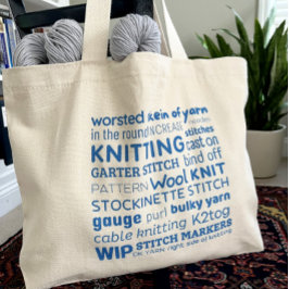 Breien Canvas tas - Knitter's Word Collage