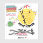 Breien chick garen breien ambachten sticker set (Vel)