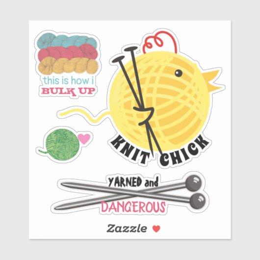 Breien chick garen breien ambachten sticker set (Vel)