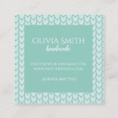 Breien Craft Blauw Patroon Handgemaakt Gepersonali Vierkante Visitekaartje (Achterkant)