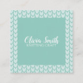 Breien Craft Blauw Patroon Handgemaakt Gepersonali Vierkante Visitekaartje (Voorkant)
