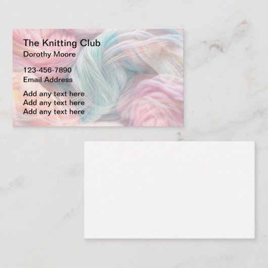 Breien en ambachten thema Visitekaartjes (Voorkant / Achterkant)