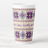 Breien Fair Isle Patroon Gepersonaliseerd Latte Mok (Voorkant)