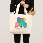 Breien. Fluffy schaap en garen met jouw naam Grote Tote Bag (Voorkant (product))