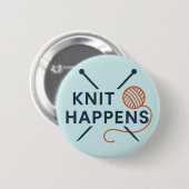 Breien Gebeurt Grappige Breipun Ronde Button 5,7 Cm (Voorkant /achterkant)