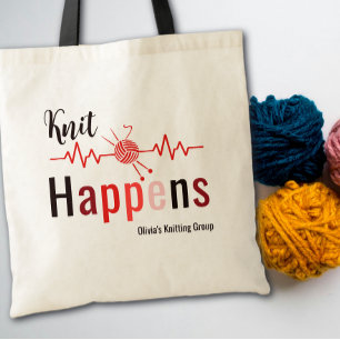Breien Gebeurt Hartslag Cadeau Voor Breister Tote Bag