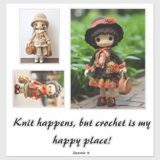 Breien gebeurt, maar haken is mijn gelukkige plaat sticker (Vel)