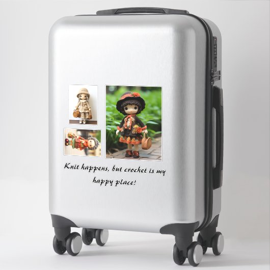 Breien gebeurt, maar haken is mijn gelukkige plaat sticker (Koffer)