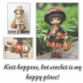 Breien gebeurt, maar haken is mijn gelukkige plaat sticker (Voorkant)