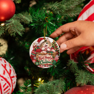 Breien Gebeurt met Kerst Grappig Breien Kat Liefhe Keramisch Ornament