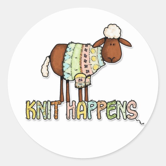breien gebeurt ronde sticker (Voorkant)
