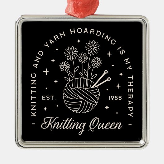 Breien gebreid garen hamsteren hekserig grillig zw metalen ornament (Voorkant)