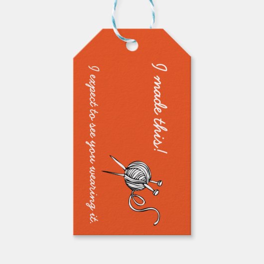 Breien Gift Labels met zorginstructies Cadeaulabel (Voorkant)