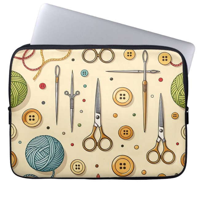 Breien Haak Sewing Tools Patroon Laptop Sleeve (Voorkant)