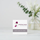 Breien Haakgaren Business Card Template Vierkante Visitekaartje (Staand voorkant)