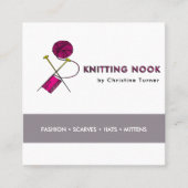 Breien Haakgaren Business Card Template Vierkante Visitekaartje (Voorkant)