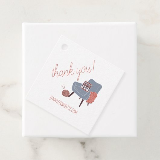 Breien haakkussen stoel dank u bedankjes labels (In situ)