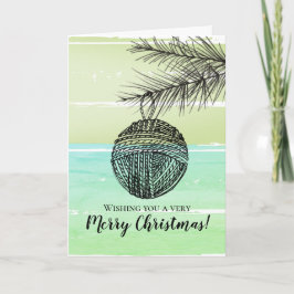 Breien haken garen gepersonaliseerde foto Kerstmis Feestdagen Kaart