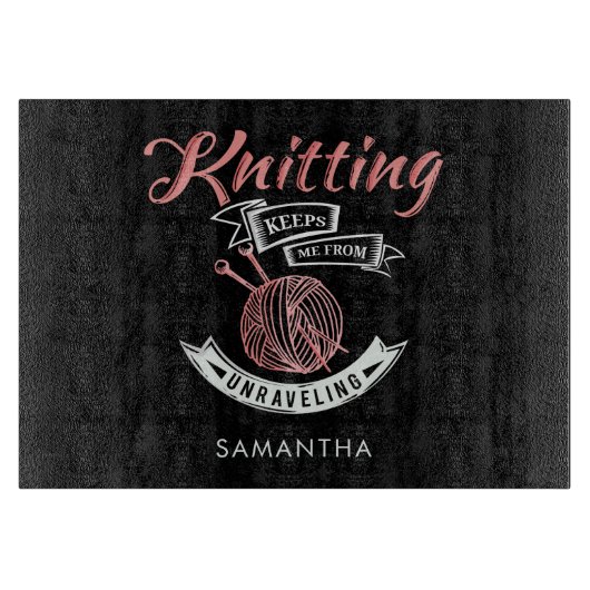 Breien Houdt Me Van Uitrafelen Persoonlijk Snijplank (Voorkant)