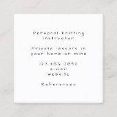Breien Instructor Garen Vierkant Minimalist Vierkante Visitekaartje (Achterkant)