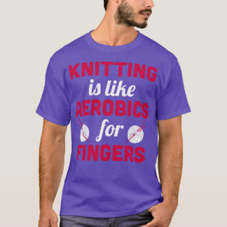 Breien is als aerobics voor vingers Wit T-shirt