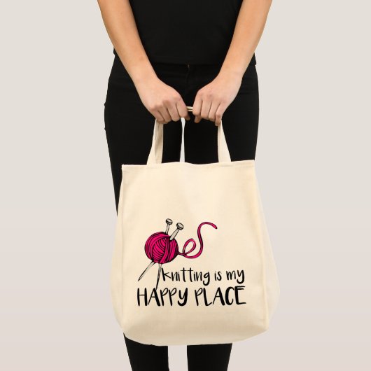 Breien is mijn geluksoord tote bag (Voorkant (product))