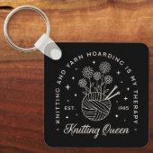 Breien is mijn therapie garen hamsteren sleutelhanger (Voorkant)