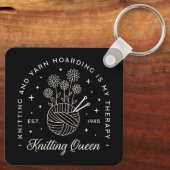 Breien is mijn therapie garen hamsteren sleutelhanger (Achterkant)