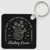 Breien is mijn therapie garen hamsteren sleutelhanger (Achterkant)