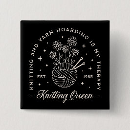 Breien is mijn therapie garen hamsteren vierkante button 5,1 cm